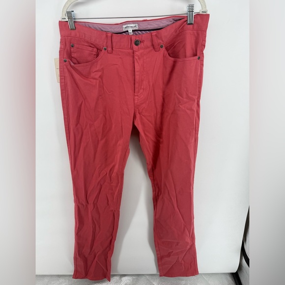 Peter Millar Pants Mens Coral RedCrown Sport Performance 5 Pocket New Size 34